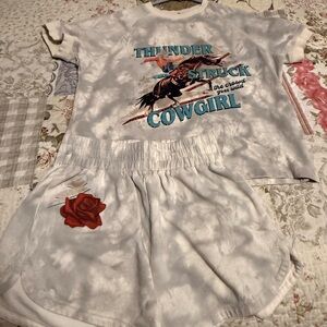 Cowgirl Graphic Tee and Shorts Set
